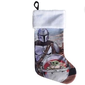 Star Wars The Mandalorian Baby Yoda Grogu Silver Christmas Holiday Stocking 15”